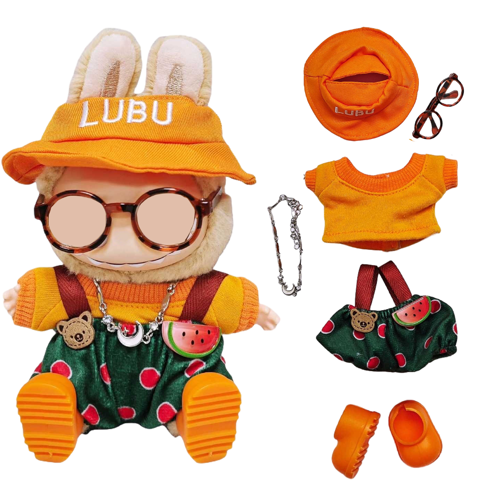 Labubu Fashion Dress -  Watermelon overalls suit
